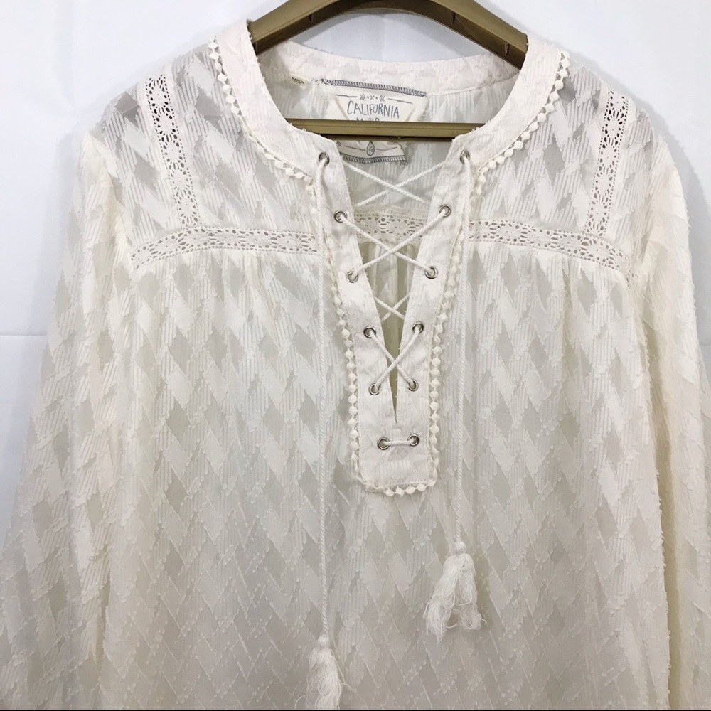 California Moonrise Boho Diamond Pattern Sheer Top